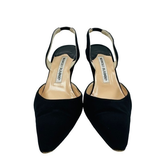 MANOLO BLAHNIK Carolyne Slingback Black | Size 35.5 | Black Fabric | EUC - Picture 6 of 14